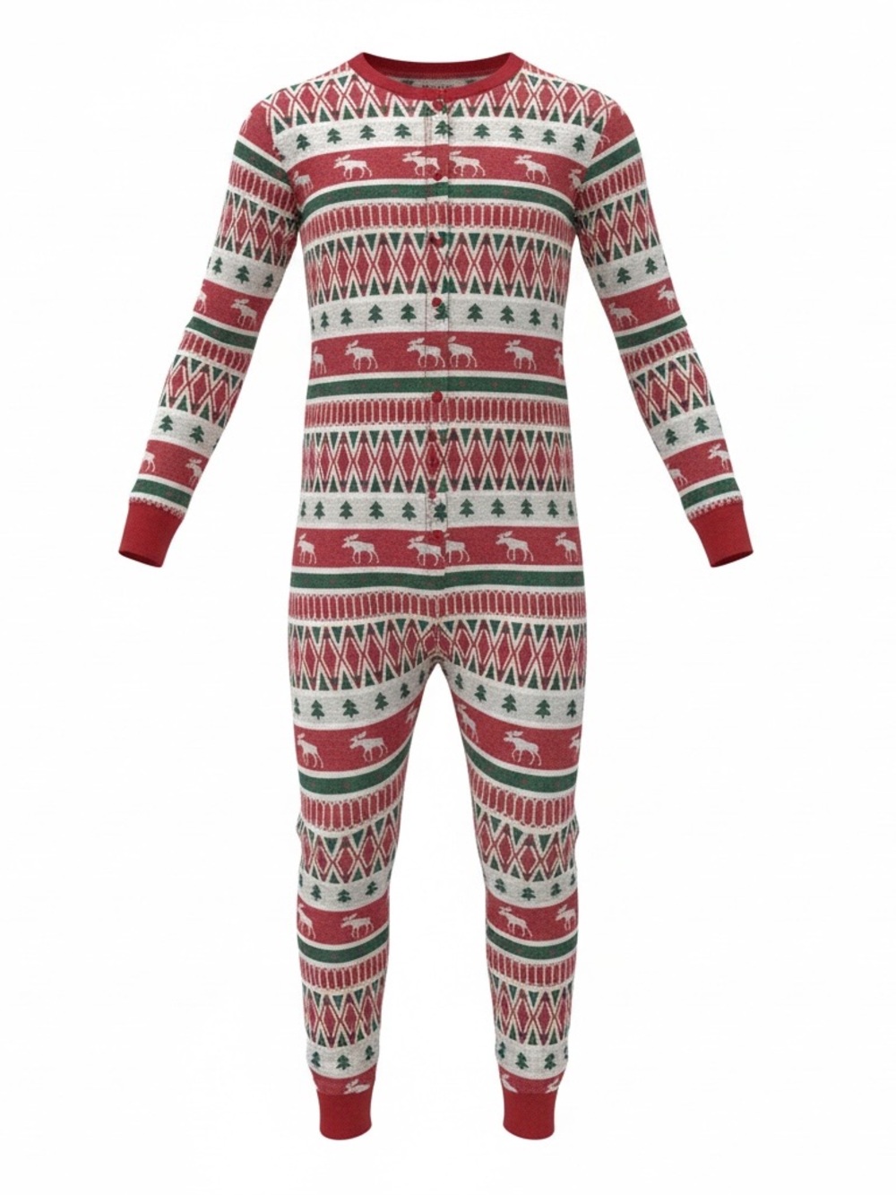 Hatley Red, Green & White Moose-Print Kids Holiday Pajama Set